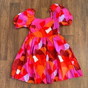 Colorful Puff Sleeve Mini Dress